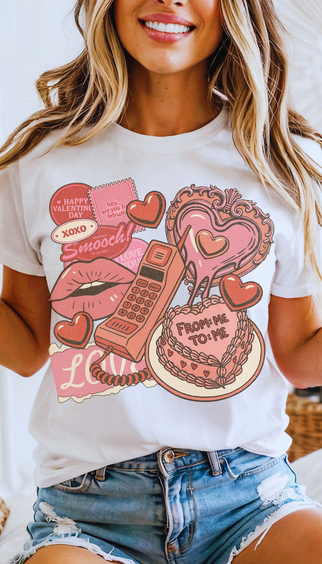 Retro Valentine Graphic Tee | From Me To Me Self Love Shirt | Pink Heart Valentine T Shirt