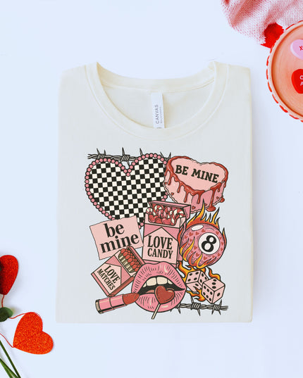 Be Mine Valentine Graphic Tee Pink Cute Love Candy Shirt