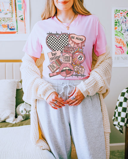 Be Mine Valentine Graphic Tee Pink Cute Love Candy Shirt